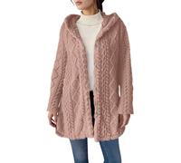 Fleece Jacket Women Flannel Hooded Long Sleeve Cardigans Plain Jacquard Fluffy Jacket Ladies Fuzzy Teddy Bear Coat Button Down Autumn Winter Outerwear Tops Plush Hoodie Blanket Thicken Warm Coats
