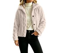 Fleece Jacket Women Fluffy Fuzzy Coat Winter Warm Sherpa Cosy Coast | Ladies Plain Cozy Furry Teddy Bear Jackets, Warm Winter Plush Thicken Outerwear Cardigan Jumper
