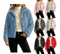 Fleece Jacket Women Fluffy Fuzzy Coat Winter Warm Sherpa Cosy Coast | Ladies Plain Cozy Furry Teddy Bear Jackets, Warm Winter Plush Thicken Outerwear Cardigan Jumper