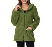 Fleece Jacket Women Fluffy Teddy Coat Zip up Hoodie Thick Fleece Jackets Cardigan with Pockets Sherpa Winter Fuzzy Hooded Coats Hoody Warm Overcoat Ladies Plus Size Hoodie Blanket Soft Jumper