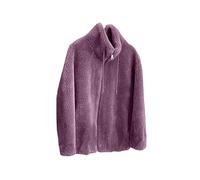 Fleece Jacket Women Full Zip Size 22 Plus Size Teddy Fleece Coats Long Sleeve Double Fleece Jacket Outwear Stand Collar Warm Jacket Fuzzy Casual Jacket Ladies Plus Size Fluffy Overcoat Purple XL
