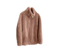 Fleece Jacket Women Full Zip Size 22 Plus Size Teddy Fleece Coats Long Sleeve Double Fleece Jacket Outwear Stand Collar Warm Jacket Fuzzy Casual Jacket Ladies Plus Size Fluffy Overcoat Khaki XL