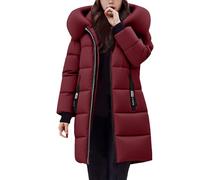 Fleece Jacket Women, Jackets for Women uk Hooded Zip Up Thick Quilted Down Puffer Coat Windproof Warm Hybrid Down Parka with Zip Pockets XL