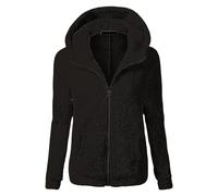 Fleece Jacket Women Ladies Fluffy Long Sleeve Soft Sweatshirts Trendy Full Zip Up Solid Teddy Plush Coats Winter Warm Fuzzy Plus Size Cardigans with Pockets