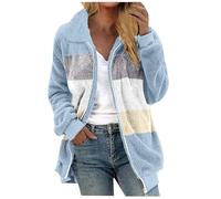 Fleece Jacket Women Lightweight Teddy Bear Coat Soft Cozy Fluffy Coats Ladies Fleece Jackets Full Zip Double Fleece Turn Down Collar Outerwear Casual Loose Warm Outwear Long Sleeve Cardigans