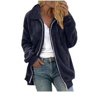 Fleece Jacket Women Lightweight Teddy Bear Coat Soft Cozy Fluffy Coats Ladies Fleece Jackets Full Zip Double Fleece Turn Down Collar Outerwear Casual Loose Warm Outwear Long Sleeve Cardigans