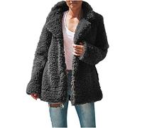 Fleece Jacket Women Sherpa Plush Coat Winter Thick Thermal Outwear Teddy Bear Coats Loose Mid Length Overcoat Warm Soft Fur Outerwear Ladies Open Front Comfy Long Jackets Fluffy Fuzzy Overcoat