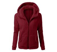 Fleece Jacket Women UK Orange Fluffy Teddy Coat Thick Plush Cardigan with Pocket Sherpa Lined Winter Fuzzy Jackets Coats Warm Full Zip up Warm Overcoat Ladies Plus Size Hoodie Blanket Soft Outwear