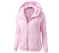 Fleece Jacket Women UK Orange Fluffy Teddy Coat Thick Plush Cardigan with Pocket Sherpa Lined Winter Fuzzy Jackets Coats Warm Full Zip up Warm Overcoat Ladies Plus Size Hoodie Blanket Soft Outwear
