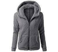 Fleece Jacket Women UK Orange Fluffy Teddy Coat Thick Plush Cardigan with Pocket Sherpa Lined Winter Fuzzy Jackets Coats Warm Full Zip up Warm Overcoat Ladies Plus Size Hoodie Blanket Soft Outwear