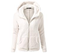 Fleece Jacket Women UK Orange Fluffy Teddy Coat Thick Plush Cardigan with Pocket Sherpa Lined Winter Fuzzy Jackets Coats Warm Full Zip up Warm Overcoat Ladies Plus Size Hoodie Blanket Soft Outwear