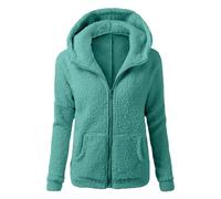 Fleece Jacket Women UK Orange Fluffy Teddy Coat Thick Plush Cardigan with Pocket Sherpa Lined Winter Fuzzy Jackets Coats Warm Full Zip up Warm Overcoat Ladies Plus Size Hoodie Blanket Soft Outwear