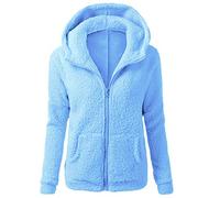 Fleece Jacket Women UK Orange Fluffy Teddy Coat Thick Plush Cardigan with Pocket Sherpa Lined Winter Fuzzy Jackets Coats Warm Full Zip up Warm Overcoat Ladies Plus Size Hoodie Blanket Soft Outwear
