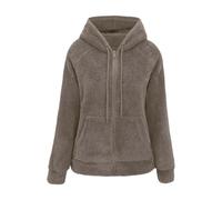 Fleece Jacket Women UK Orange Fluffy Teddy Coat Thick Plush Cardigan with Pocket Sherpa Lined Winter Fuzzy Jackets Coats Warm Full Zip up Warm Overcoat Ladies Plus Size Hoodie Blanket Soft Outwear