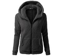 Fleece Jacket Women UK Orange Fluffy Teddy Coat Thick Plush Cardigan with Pocket Sherpa Lined Winter Fuzzy Jackets Coats Warm Full Zip up Warm Overcoat Ladies Plus Size Hoodie Blanket Soft Outwear