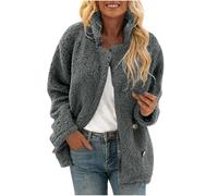 Fleece Jacket Women Womens Fleece Jacket Fuzzy Sherpa Button Coats Ladies Lapel Trend Cardigan Autumn Winter Warm Sweatshirt Oversized Thermal Fluffy Jumpers Outwear with Pockets
