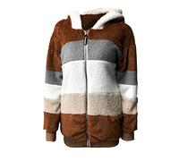 Fleece Jacket Women Zip Up Hooded Teddy Coat | Thick Fleece Outerwear With Adjustable Hood Drawstring Ribbed Cuffs Side Pocket Loose Warm Hooded Cardigan For Cold Daily Use