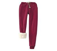 Fleece Jogging Bottoms Women Warm Sherpa Lined Athletic Sweatpants Jogger Pants Fluffy Winter Trousers Sherpa Sweatpants Warm Tracksuit Bottoms with Pockets,08 Wine,4XL