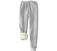 Fleece Jogging Bottoms Women Warm Sherpa Lined Athletic Sweatpants Jogger Pants Fluffy Winter Trousers Sherpa Sweatpants Warm Tracksuit Bottoms with Pockets,08 Gray,S