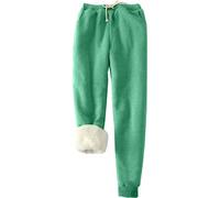 Fleece Jogging Bottoms Women Warm Sherpa Lined Athletic Sweatpants Jogger Pants Fluffy Winter Trousers Sherpa Sweatpants Warm Tracksuit Bottoms with Pockets,08 Green,S