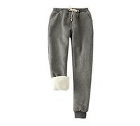 Fleece Jogging Bottoms Women Warm Sherpa Lined Athletic Sweatpants Jogger Pants Fluffy Winter Trousers Sherpa Sweatpants Warm Tracksuit Bottoms with Pockets,08 Dark Gray,4XL