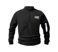Fleece Jumpers for Men Half Zip Stand Collar Micro Fleece Tactical Military Jumper Casual Plain Sweatshirt Gym Winter Warm Velvet Pullover Sweater Lightweight Sweatshirts with Pockets Black