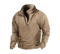 Fleece Jumpers for Men UK Sale Clearance,Half Zip Hoodie Pullover Mens Sweatshirt Mock Neck Gym Tops Patchwork Loose Hoody Long Sleeve Work Jumper Y2k Clothes Essentials Hoodie with Pocket Khaki