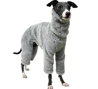 Fleece Jumpsuit for Dogs - Full Body Coat with Legs, Soft Warm Pyjamas, Winter Clothing for Italian Greyhounds, Small, Medium and Large (Grey, 7#)