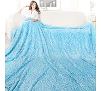 Fleece King Blanket for Bed Sky Blue Throw Blanket King Size Lightweight Cozy Soft Bed Blanket for All Season 90x108inch