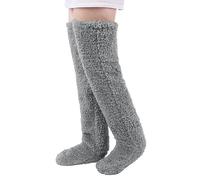Fleece Leg Warmers Over Knee High Furry Thick High Boot Legging Socks Thermal Slipper Stockings Leg Sleeves Support Protector Anti-slip Knee Braces Long Leg Warmers for Women Men Arthritis Pain Relief