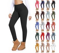 Fleece Leggings for Women Elastic High Waist Thick Thermal Underwear Pants Merino Wool Winter Warm Baselayer Bottoms Soft and Cozy Tights Underwear Loungewear Pajamas Bottoms