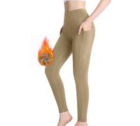 Fleece Leggings for Women UK, High Waisted Winter Warm Yoga Pants, Thick Soft Stretchy Thermal Underwear for Cold Weather