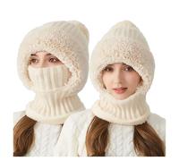 Fleece Lined Bobble Hat Mens Women's Hat and Scarf Set Ladies Thermal Hats Winter Cycling Face Breathable Football Snood for Boys XL Bucket Hats for Men UK Mens Hat and Scarf Set Designer Beige
