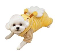 Fleece Lined Flannel Hoodie for Pets - Size: S, M, L Four-legged Coat, Warm Autumn and Winter Clothes for Dogs and Cats | with Bee Pattern