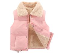 Fleece Lined Gilet Kids Fuzzy Plus Warm Vest Coat Winter Lapel Thicken Waistcoat Girls Boys Teddy Fleece Body Warmer School Outwear Hiking Cold Weather Pink 9 Years