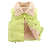 Fleece Lined Gilet Kids Fuzzy Plus Warm Vest Coat Winter Lapel Thicken Waistcoat Girls Boys Teddy Fleece Body Warmer School Outwear Hiking Cold Weather Mint Green 5 Years