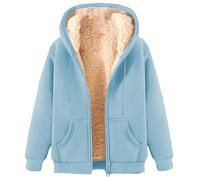 Fleece Lined Hoodie Men Uk Zip Up Warm Sherpa Fleece Lined Fall Winter Hooded Sweat Jackets Casual Comfy Thick Fluzzy Coats with Pockets mens fleeces jacket grey Light Blue 3XL