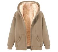 Fleece Lined Hoodie Men Uk Zip Up Warm Sherpa Fleece Lined Fall Winter Hooded Sweat Jackets Casual Comfy Thick Fluzzy Coats with Pockets mens full zip fleeces jacket Khaki 3XL