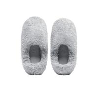 Fleece Lined Indoor Outdoor Slippers with Durable Rubber Sole for Warm Comfort and Cozy Home Wear During Fall Winter Seasons, Non-Slip Design for Men and Women (Grey, 5-6)