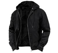 Fleece Lined Jacket for Men Uk Sherpa Thermal Coats Fluffy Winter Warm Coat Military Combat Trucker Jacket Fuzzy Thick Hooded Drawstring Sweatshirt Casual Loose Soft Jackets Windproof Outerwear S-5XL