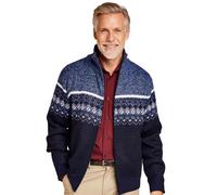 Fleece Lined Jacquard Zipper Cardigan Tootal Navy XXL