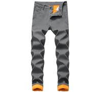 Fleece Lined Jeans Men, Winter Pants Men Fleece Lined Jeans Winter Warm Thick Pants With Pockets Stretch Thick Warm Sherpa Denim Pants Men'S Slim Fit Stretchy Casual Trouser With Zip Pockets