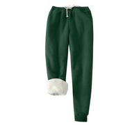 Fleece Lined Joggers Womens Fleece Joggers for Women UK Fluffy Sherpa Lined Thermal Sweatpants Elastic Waisted Jogging Pants Winter Thick Warm Tracksuit Bottoms Drawstring Pockets Outdoor Streetwear