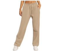 Fleece Lined Joggers Womens Thermal Fleece Lined Jogging Trousers Straight Leg Ladies Cotton Joggers Tracksuit Bottoms Sweatpants Winter Thick with Pockets Sweat Pants for Casual Gym Yoga (Brown, S)