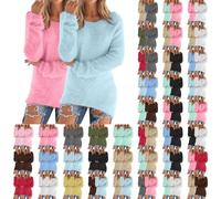Fleece Lined Jumpers for Women UK 2PC Winter Soft Warm Fluffy Pullover Sweatshirts Casual Crewneck Long Sleeve Thermal Jumpers Ladies Plus Size Cozy Fuzzy Plush Pullovers Loose Slouchy Sweater Tops