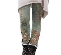 Fleece Lined Leggings Thick Stretchy Warm Pants Fashion Women's Slim Printed Bottom Pants Fall and Winter Inside Comfortable Casual Pants Women's Bottom Pants Tartan Leggings for Women UK (Green, M)