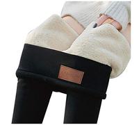 Fleece Lined Leggings Women - High Waisted Soft Warm Thermal Leggings for Women, Super Thick Wool Snow Pants, Womens Thick Tights Winter Workout Stretchy Yoga Pants Trousers (A-Black, S)