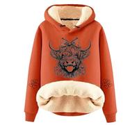Fleece Lined Sherpa Highland Cow Sweatshirt for Women Cute Cow Shirts for Women Country Western Sweatshirts Gifts 2024 New