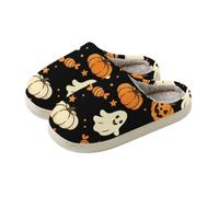Fleece Lined Slippers for Women Cosy House Shoes Fluffy Indoor Slipper | Halloween Memory Foam Warm Winter Cotton Mules Arch Support Soft Plush Scuffs Slip on Spooky Autumn Thick