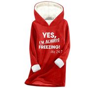 Fleece Lined Sweatshirts Fuzzy Fluffy Longline Sherpa Hoodie, Yes I'm Always Freezing! Me 24:7, Ladies Casual Thermal Oversized Jumpers, Winter Warm Blouses Loose Soft Comfy Thick Plush Sweater UK